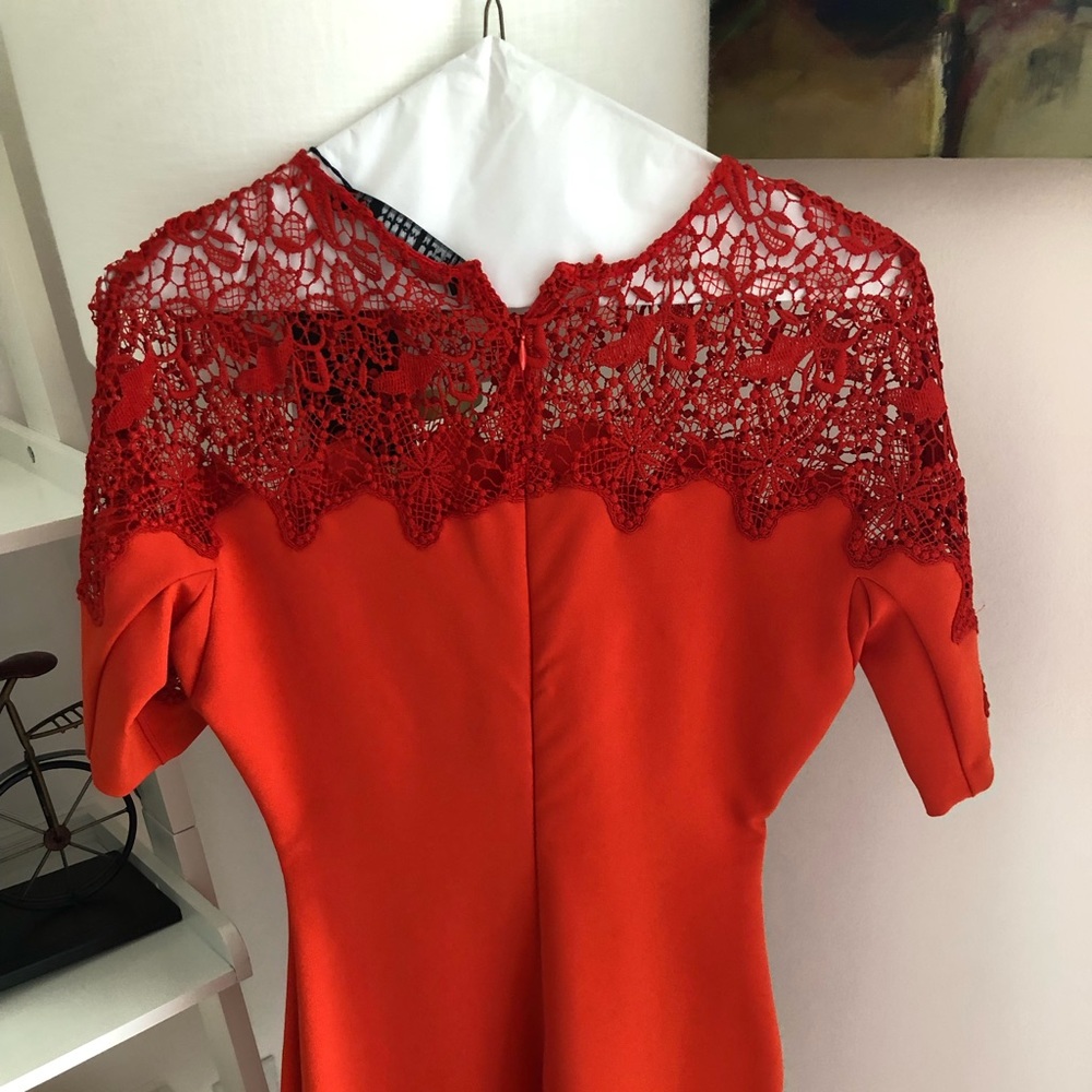 Zara red/blood orange midi dress size S - Picture 2 of 3